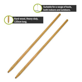 Pegdev - PDL - Hard-Wood 1.2m Heavy Duty Tapered Handle - Replacement for Rakes, Brooms, and More - Sturdy and Strong. Pack of 25