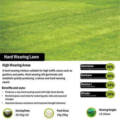 Pegdev - PDL - Hardwearing Grass Seed - Resilient Lawn Solution - High-Yield Variety for Gardens & Parks (10g)