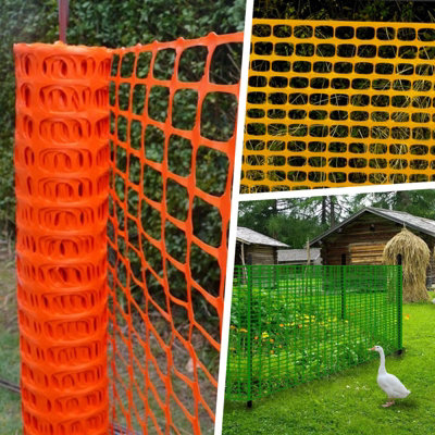 Pegdev - PDL - Highly Durable Green Plastic Barrier Fencing, Mesh with Steel Fence Pins - Heavy Duty Fencing 20 Metres 10 Pins