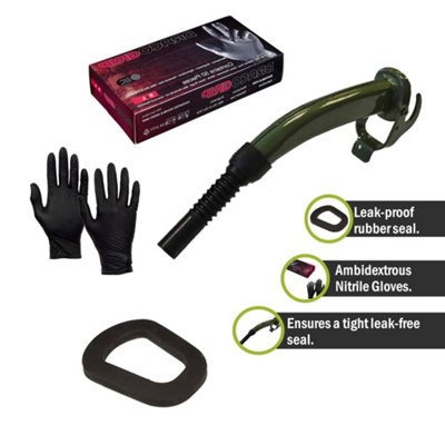Pegdev - PDL - Jerry Can Accessory Bundle - Metal Spout, Replacement Seal and Nitrile Gloves, Hassle-Free Refuelling & Maintenance
