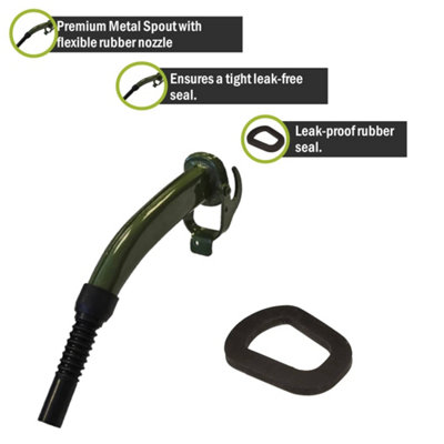 Pegdev - PDL - Jerry Can Accessory Bundle - Metal Spout & Rubber Seal for Precise Pouring & Leak-Proof Protection, Durable Kit