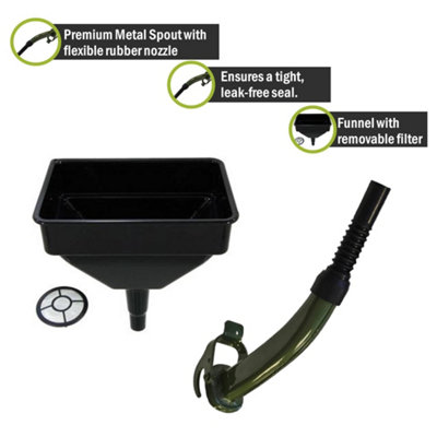Pegdev - PDL - Jerry Can Accessory Bundle - Metal Spout with Rubber Nozzle, Heavy Duty Funnel for Precise Pouring and Transfers