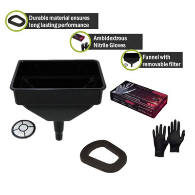 Pegdev - PDL - Jerry Can Accessory Bundle - Rubber Seal, Heavy Duty Funnel & Nitrile Gloves, Upgrade Your Refuelling Experience