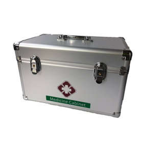 Pegdev - PDL - Large Aluminium First Aid Case (Empty) - Lockable Portable Box for PSV Travel Kits - Green with Cross Print