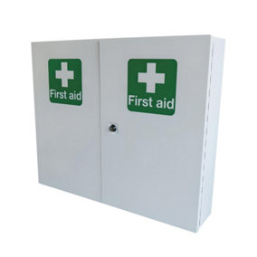 Pegdev - PDL Large Lockable White Metal First Aid Kit Cabinet - Wall Mounted Storage for Emergency - Safe & Secure.