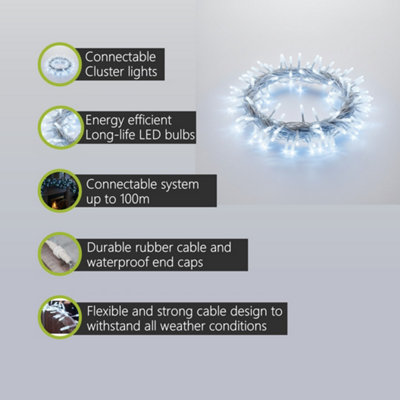 Pegdev - PDL LED Cluster Lights Cool White White Rubber Cable Mains ...