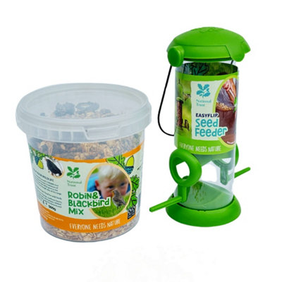 Pegdev - PDL - NT Range Kids EasyFlip Seed Feeder and Robin & Blackbird Seed Blend - 500g Tub