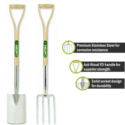 Pegdev - PDL - Perennial Stainless Steel Garden Tool Set - Garden Spade & Fork, Border Spade & Fork - Premium Quality