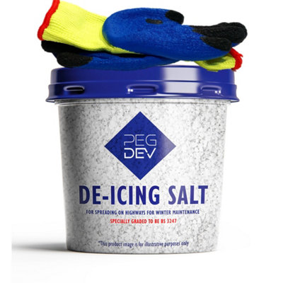 Pegdev - PDL - Premium White De-Icing Salt - Pair of Thermal Gloves - Rapid Snow & Ice Melting Formula - Non-Corrosive (750g)