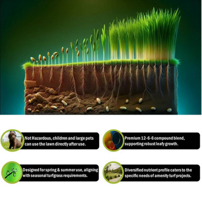 Pegdev - PDL- ProBoost Professional Grass Fertiliser - Premium Nutrient Blend for Healthy Turf Growth - 12-6-6 Analysis (10g)