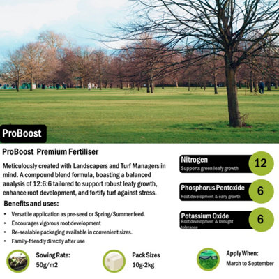 Pegdev - PDL- ProBoost Professional Grass Fertiliser - Premium Nutrient Blend for Healthy Turf Growth - 12-6-6 Analysis (5kg)