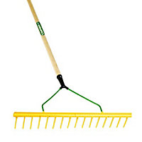 Pegdev - PDL - Professional 16-Tooth Landscaping Polypropylene Rake with Hardwood Handle Heavy Duty for Use in Tough Environments
