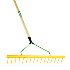 Pegdev - PDL - Professional 16-Tooth Landscaping Polypropylene Rake with Hardwood Handle Heavy Duty for Use in Tough Environments