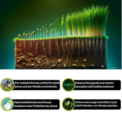 Pegdev - PDL - ProGarden Grass Seed, for Gardens - Resilient, Low Maintenance, High-Density Turf (2.5kg)