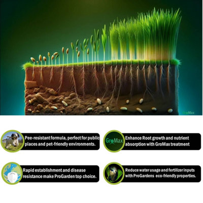 Pegdev - PDL - ProGarden Grass Seed, for Gardens - Resilient, Low Maintenance, High-Density Turf (500g)