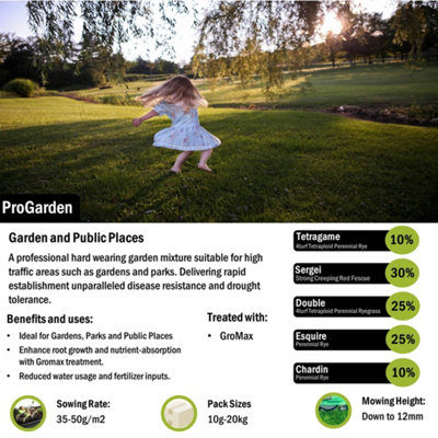 Pegdev - PDL - ProGarden Grass Seed, for Gardens - Resilient, Low Maintenance, High-Density Turf (50g)