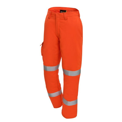 Pegdev - PDL - Progarm Men's Hi-Vis Orange FR Arc Flash Trousers - Certified Flame Resistant, Arc 2, and RIS-3279-TOM. (30R)