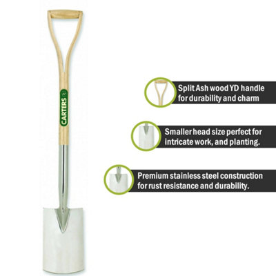Pegdev - PDL - Stainless Steel Perennial Border Spade with Split Ash Wood YD Handle - Ideal for Garden Borders and Beds