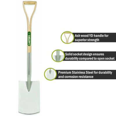 Pegdev - PDL - Stainless Steel Perennial Garden Spade - Stainless Steel Spade Shovel with Ash Wood YD Handle