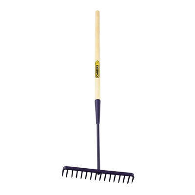 Pegdev - PDL - Tarmac Rake Wooden Handle - 16 Teeth Heavy Duty Design for Building Gardening Sand Gravel Professional Ground Care