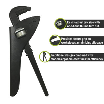 Pegdev - PDL - Thumb Turn Pattern Pipe Wrench 9" - Traditional Plumbers Tool for Easy Adjustment - 230mm Length