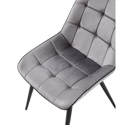 Pekato Grey Fabric Dining Chairs With Black Legs In Pair