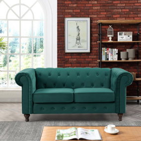 Pelham 158cm Wide Green Velvet Fabric 2 Seat Chesterfield  Sofa In A Box