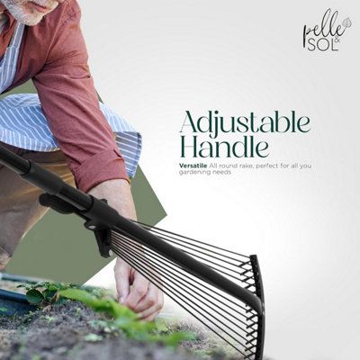 Pelle & Sol Adjustable Garden Rake - Lightweight Telescopic Lawn Rake ...