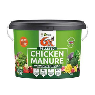 Pelleted Chicken Manure Fertiliser 7kg 100% Natural Organic Plant Food for Flowers, Lawns, Vegetables & Pots Rich in Nutrients