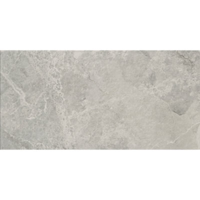 Pembery Grey Rectified Stone Effect 595mm x 1200mm Porcelain Wall & Floor Tiles (Pack of 4 w/ Coverage of 1.42m2)