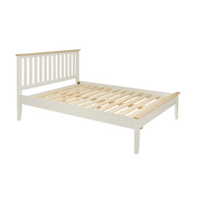 Pembroke Double Bed Frame 4ft6 with Slatted Headboard - Pebble