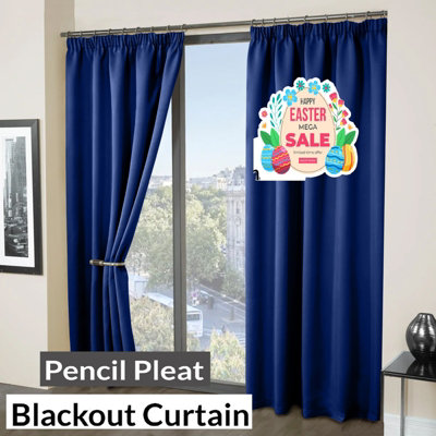 Pencil Pleat Curtain 100% Blackout Curtain Pair with Tie Backs Pair Luxury Bedroom Curtain