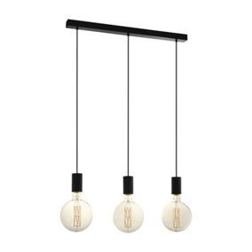 Pendant Ceiling Light 3 Bulb In Line Design Colour Black Bulb E27 3x40W