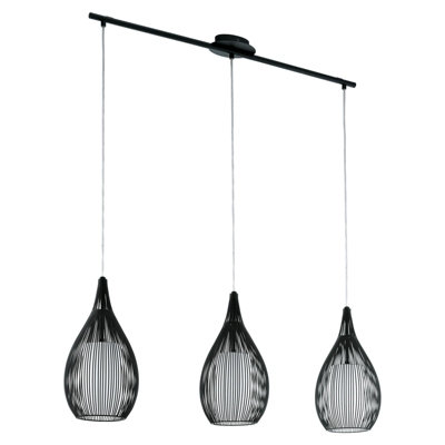 Pendant Ceiling Light Colour Black Shade Black White Satin Glass Steel Bulb E27 3x60W