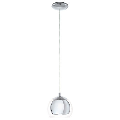 Pendant Ceiling Light Colour Chrome Plated Shade Clear Glass Bulb E27 1x40W