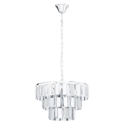 Pendant Ceiling Light Colour Chrome Shade Clear Crystal Bulb E14 5x40W