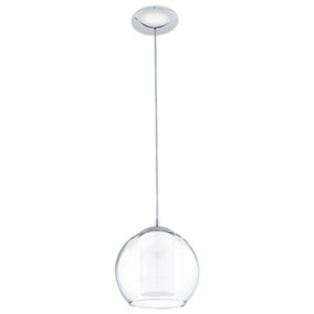 Pendant Ceiling Light Colour Chrome Shade White Clear Satin Glass Glass Bulb E27 1x60W