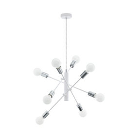 Pendant Ceiling Light Colour White Chrome Criss Cross Design Bulb E27 8x60W