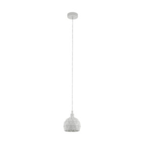 Pendant Ceiling Light Colour White Powder Coated Steel Faceted Shade Bulb E14 1x40W