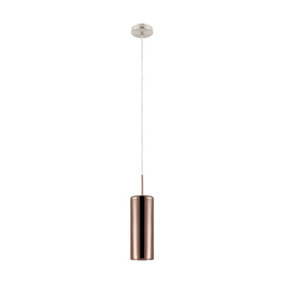 Pendant Ceiling Light Satin Nickel Shade Copper Coloured Glass Vaporized Bulb E27 1x15W
