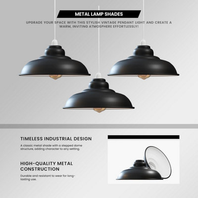 LEDSONE INDUSTRIAL CEILING Pendant Light Metal Lampshade Loft Hanging Retro Lamp £19.89