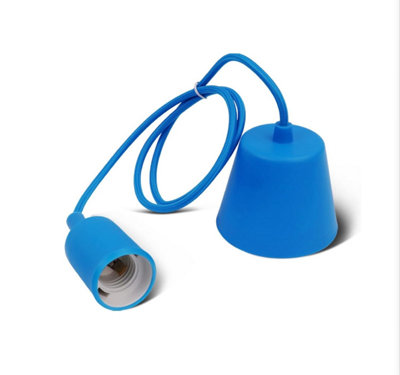 Pendant Lamp Holder with Textile Cable and Silicone Holder, Blue