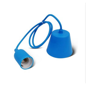 Pendant Lamp Holder with Textile Cable and Silicone Holder, Blue