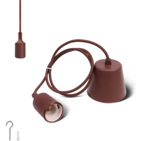 Pendant Lamp Holder with Textile Cable and Silicone Holder, Brown