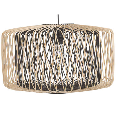 Pendant Lamp JAVARI Bamboo Wood Brown/ Black