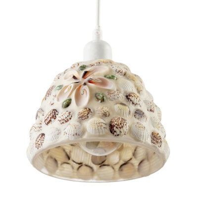 Pendant Lighting Shade with Handcrafted Shell Coastal Inspired Design