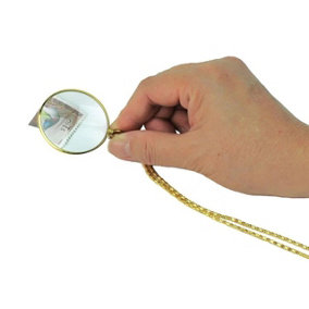 Pendant Magnifier - Portable Hanging Magnifying Glass Monocle Reading Aid Tool Necklace with 5x Magnification & 90cm Chain