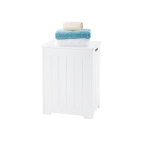 Pendeen White Wooden Laundry Bin, Bathroom Storage Chest, Cabinet, Basket, Hamper