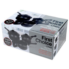 Pendeford First Choice Non-Stick Sauce Pan Set (3 Piece) Black (One Size)