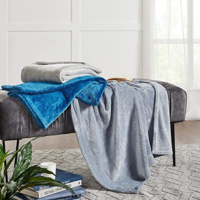 Penguin Home Dual Sided Solid Flannel Throw Blankets